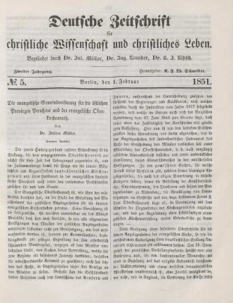 35-42 Die evangelische Gemeindeordnung für die östlichen Provinzen Preußens und der evangelische Oberkirchenrath : zweiter Artikel