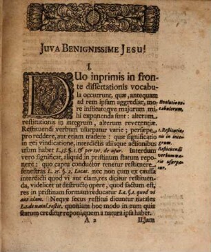De Restitutione In Integrum Ob Reverentiam Denegata : Ad Leg. II. Cod. qui & adv. quos