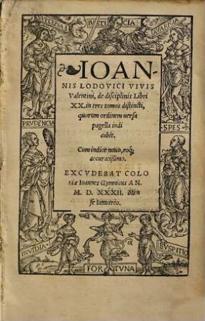 Ioannis Lodovici Vivis Valentini de disciplinis : Libri XX. in tres tomos distincti, ... Cum indice nouo eo[que] accuratißimo