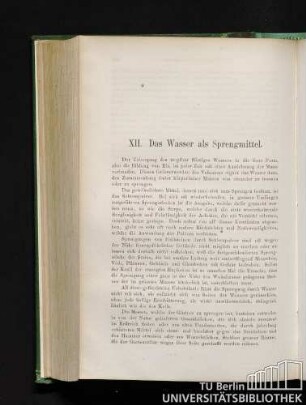 XII. Das Wasser als Sprengmittel.