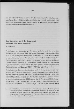 Zur finnischen Lyrik der Gegenwart : Aus Anlaß einer neuen Anthologie