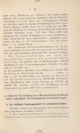 a) die städtische Erziehungsanstalt für verwahrloste Kinder.