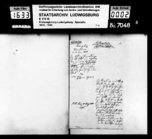Stiftungssachen: Kapitalaufnahmen, Oberamt Ludwigsburg