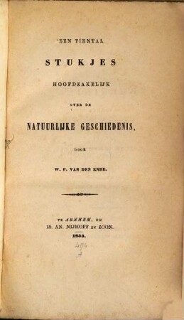 Een Tiental Stukjes hoofzakelijk over de natuurlijke geschiedenis