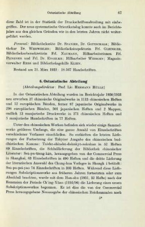 6. Ostasiatische Abteilung