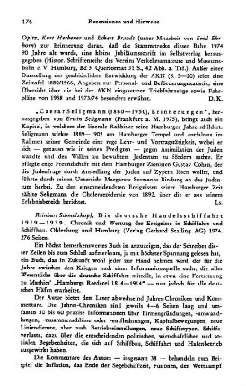 Schmelzkopf, Reinhart :: Die deutsche Handelsschiffahrt 1919 - 1939, Bd. 1, Chronik und Wertung der Ereignisse in Schiffahrt und Schiffbau : Oldenburg u.a., Stalling, 1974