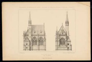 Wallfahrtskapelle: Süd- und Ostseite (aus: C. Schäfer, Die Bauhütte, Entwürfe im Stile des Mittelalters, 1. Bd., 1883, Tafel 24)