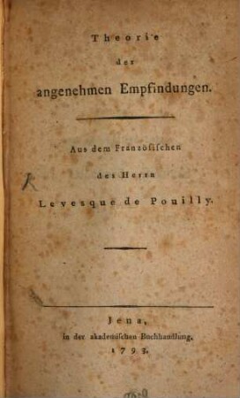 Theorie der angenehmen Empfindungen