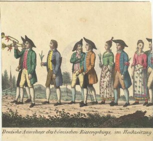 Deutsche Anwohner des bömischen Riesengebirgs, im Hochzeitzug