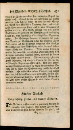 Fünfter Versuch. Vergleichung großer und kleiner Staaten