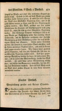 Fünfter Versuch. Vergleichung großer und kleiner Staaten