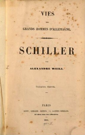 Vies des grands hommes d'Allemagne : Schiller