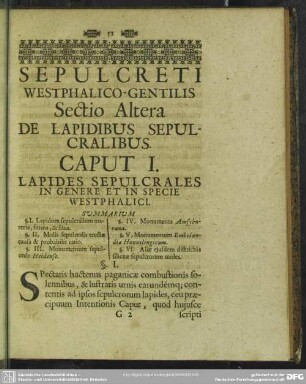 Sectio Altera De Lapidibus Sepulcralibus