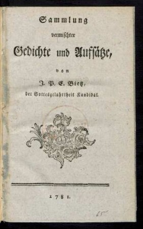 Sammlung vermischter Gedichte und Aufsätze