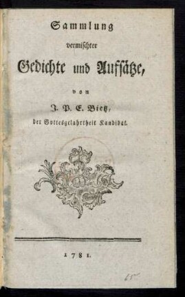 Sammlung vermischter Gedichte und Aufsätze