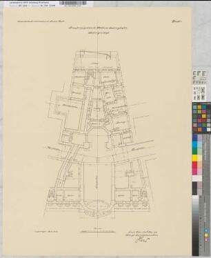 Empfangsgebäude [Bahnhof] Mülheim-Eppinghofen, Blatt~1: Grundriß Kellergeschoß [2~Exemplare], M.~1:100