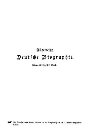 31: Allgemeine Deutsche Biographie. 31