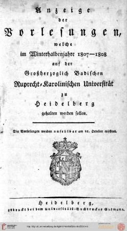 Wintersemester 1807/1808