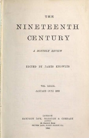 The nineteenth century and after : a monthly review. 33,a. 1893