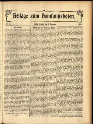 Zweite Ausgabe vom Sonntag, den 15. November 1908.