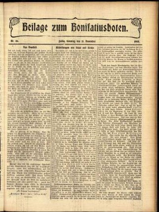 Zweite Ausgabe vom Sonntag, den 15. November 1908.