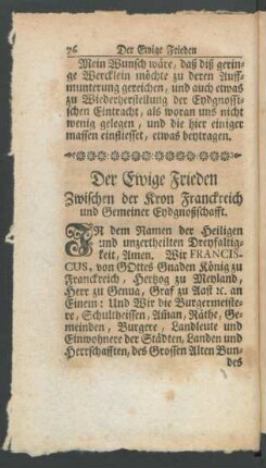 Der Ewige Frieden Zwischen der Kron Franckreich und Gemeiner Eydgenoßschafft