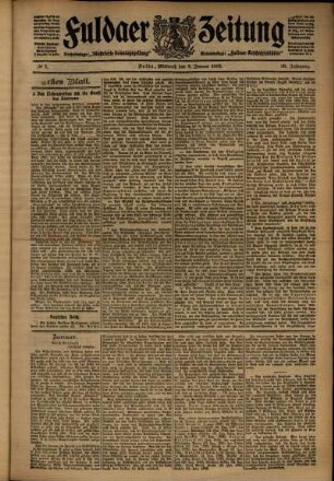 Erste Ausgabe vom Mittwoch, den 08. Januar 1908.