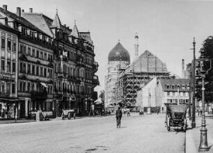 Weißeritzstraße, Blick gegen die Zigarettenfabrik Yenidze : Dresden-Friedrichstadt, Weißeritzstraße, Blick gegen die Zigarettenfabrik Yenidze
