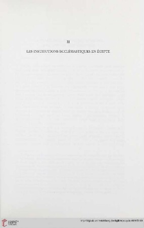 II. Les institutions ecclésiastiques en Égypte