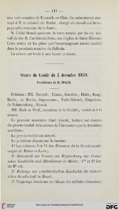 Séance du Comité du 5 décembre 1859