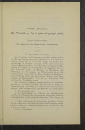 II. Abschnitt. Die Verwaltung der inneren Anelegenheiten.