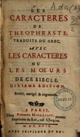 Les Caractères de Theophraste