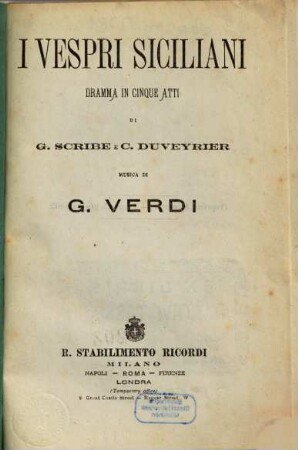 I vespri siciliani : dramma in cinque atti