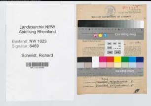 Entnazifizierung Richard Schmidt , geb. 21.09.1895 (Polizeibeamter)