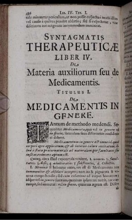 Titulus I. De Medicamentis In Genere