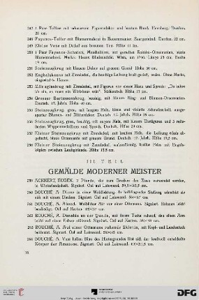 III. Teil: Gemälde moderner Meister (Nr. 259-373)