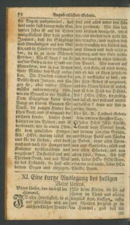 XI. Eine kurtze Auslegung des heiligen Vater Unsers