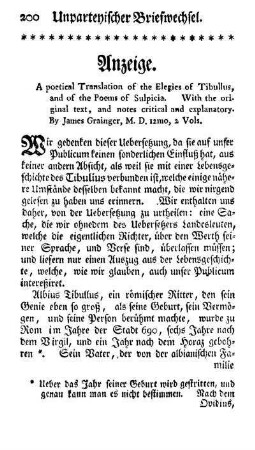 [I. Poetische Uebersetzung der Elegien Tibulls - Tibulls Leben]
