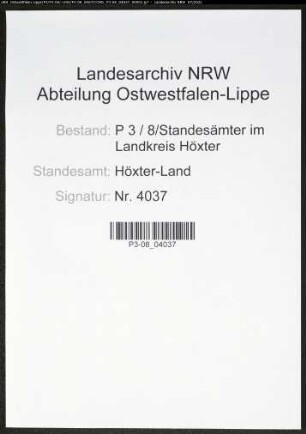 Heiratsregister Standesamt Höxter-Land