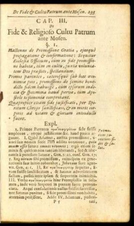 Cap. III. De Fide & Religioso Cultu Patrum ante Mosen.