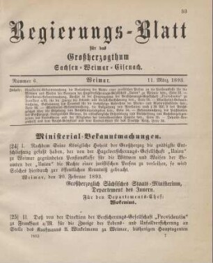 25. Ministerial-Bekanntmachung, den Wechsel in der Hauptagentur der Versicherungs-Gesellschaft "Providentia" zu Frankfurt a/M. für die Zweige der Lebens- und Unfall-Versicherungs betreffend