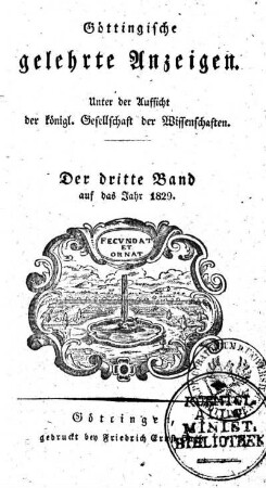 1829,3: Göttingische gelehrte Anzeigen