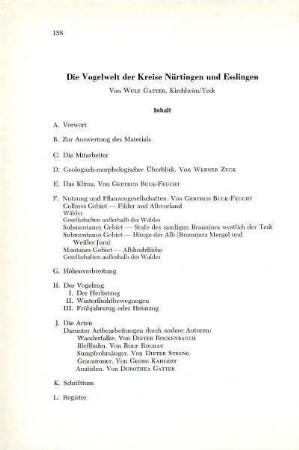 Die Vogelwelt der Kreise Nürtingen und Esslingen