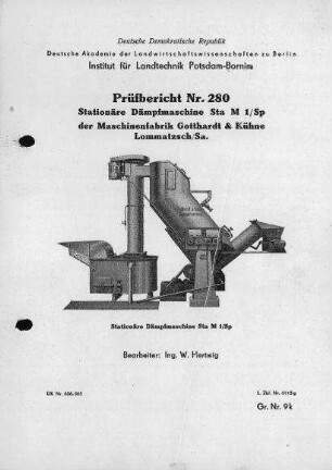 Stationäre Dämpfmaschine Sta M 1/Sp