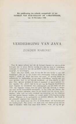 Verdedigíng van Java zonder marine?