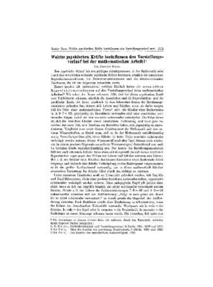 Welche psychischen Kräfte beeinflussen den Vorstellungsverlauf bei der mathematischen Arbeit