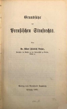 Grundsätze des Preussischen Strafrechts