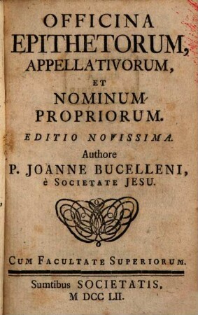 Officina epithetorum, appellativorum et nominum propriorum