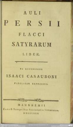 Auli Persii Flacci Satyrarum Liber