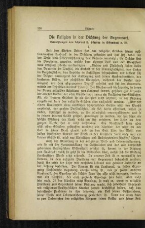 ¬Die¬ Religion in der Dichtung der Gegenwart : Betrachtungen von H. Scherer